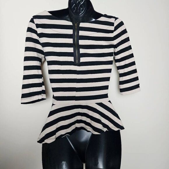 Monteau Striped Peplum Blouse - Picture 6 of 8